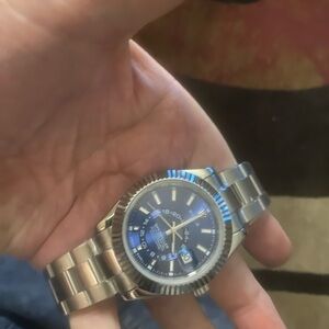 New Luxury Men’s Sky Dweller Silver and Blue Watch